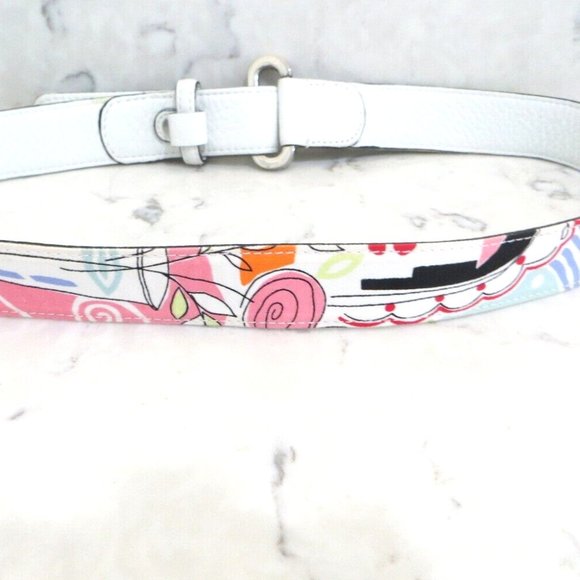 FINAL Talbots White Leather Belt with Fabric Overlay - Picture 4 of 5